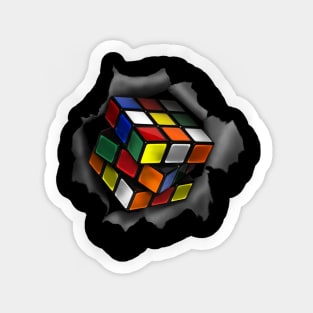 Cube Bursting Through - Rubik's Cube Inspired Design for people who know How to Solve a Rubik's Cube Sticker